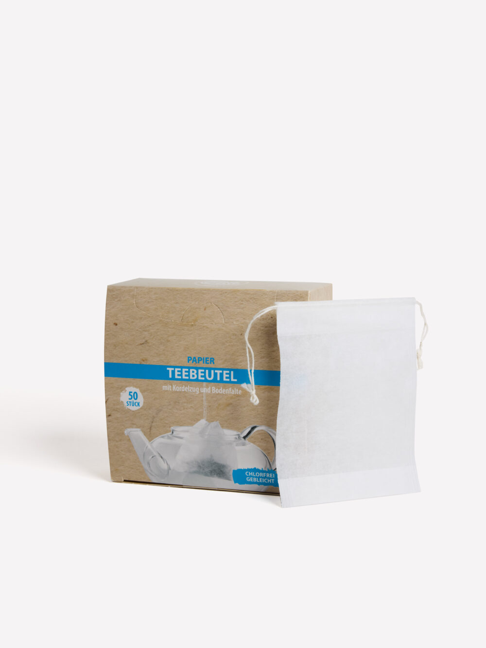 Paper tea filters with drawline, 50 pieces in a box