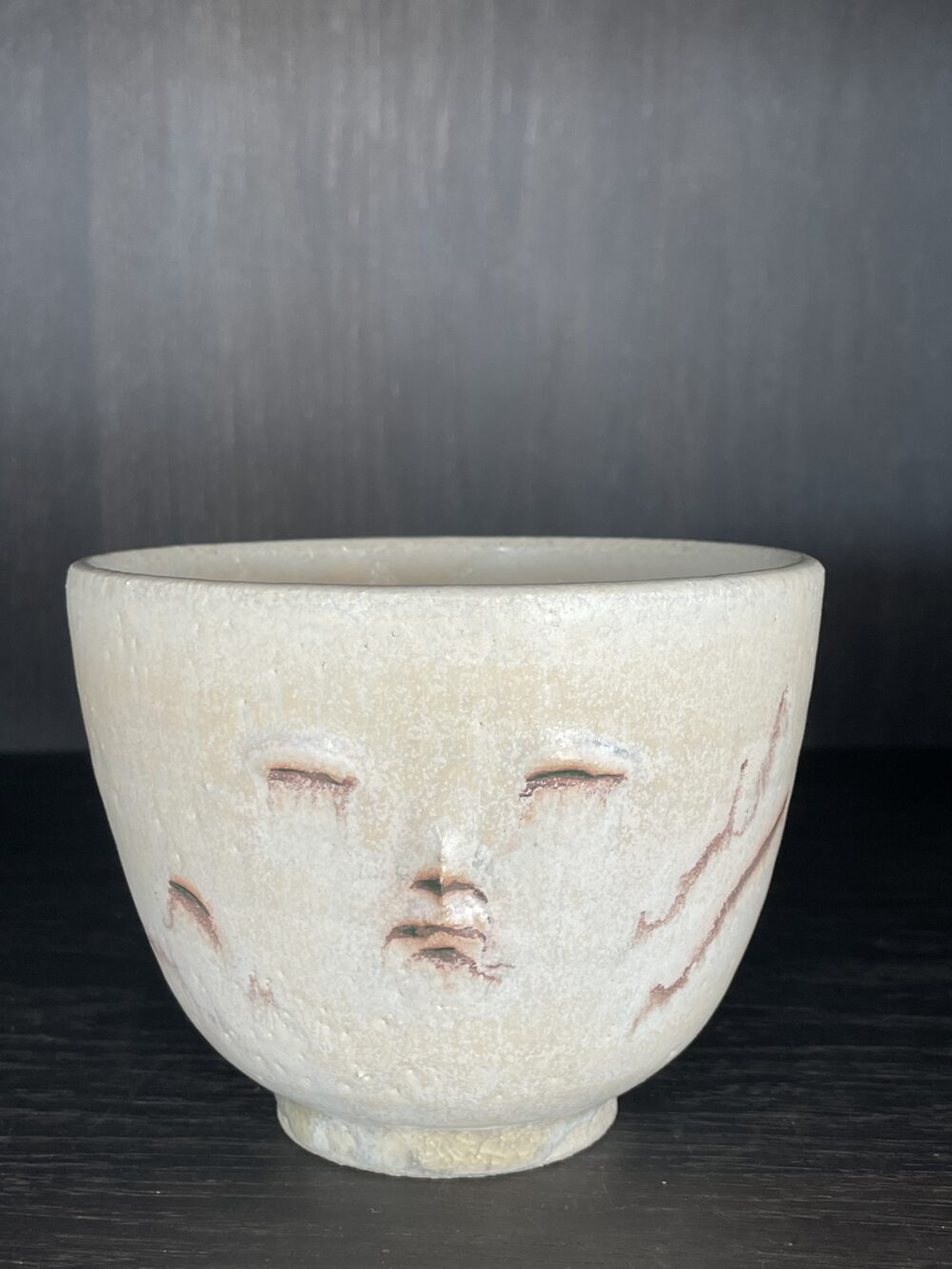 CRDT487 Eichu Face Matcha Bowl; Artist: Cathrine Raben Davidsen; Edition: Unique - One of A Kind; Can be purchased at Emeyu